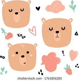 doodle clipart lindo osos felices