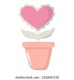 Doodle clipart flower-heart in a pot