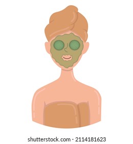 Doodle clipart girl applies natural face mask