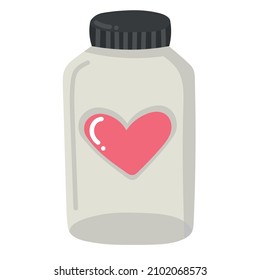 Doodle clipart glass jar with love