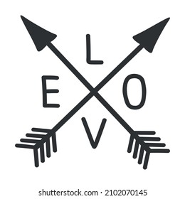 Doodle clipart love lettering with arrow