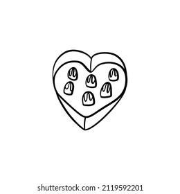 Cubierta de Doodle abierta caja de chocolates, clipart de vacaciones