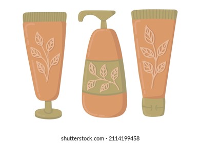 Doodle clipart set of bottles with skin care products