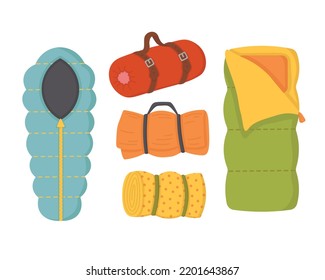 Doodle clipart. Travel sleeping bag. All objects are repainted.