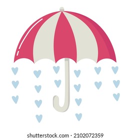 Doodle clipart umbrella with rain of hearts