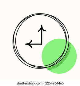 doodle clock illustration with scribble doodle style vector isolated