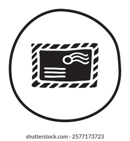 Doodle closed envelope hand drawn in flat style