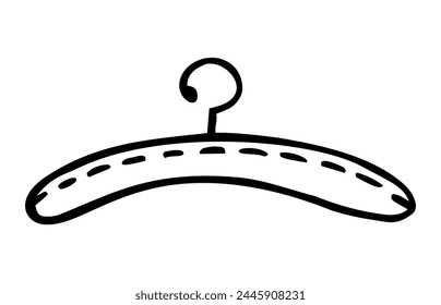 Doodle clothes hanger. Hand drawn cute fashion style scribble