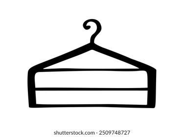 Doodle clothes hanger. Hand drawn cute fashion style scribble