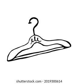 Doodle clothes hanger on a white background is isolated