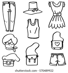 Doodle of clothes object for women vector illustration