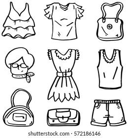 Doodle of clothes set object hand draw vector art