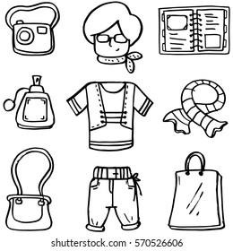 Doodle of clothes set for women vector art