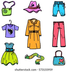 Doodle of clothes style for women