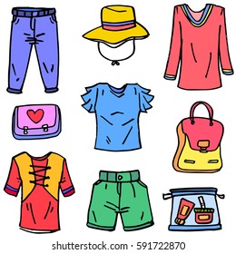 Doodle of clothes style women theme vector illustration