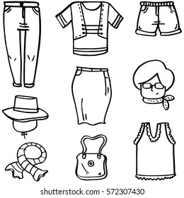 Doodle of clothes style women vector art