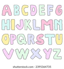 Doodle Cloud Alphabet. Ideal für Verpackung, Buchumschlag, Filmbezeichnung, Logo und T-Shirts.