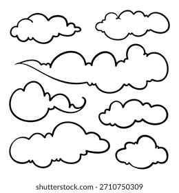 Doodle Nube Ilustración vectorial de Colección Dibujado a mano Esquema Sky Elementos