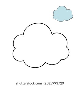 Doodle cloud coloring pages worksheets for kids activity printable. Trace and color cloud. Summer cartoon cloud clip art vector isolated on white background.