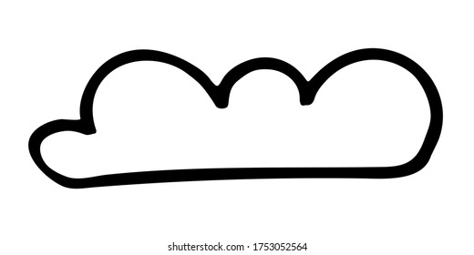 Dodle Cloud Illustration handgezeichnet Vektorgrafik. einfache Wolke am Himmel. Dickiger schwarzer Hub einzeln auf weißem Hintergrund.