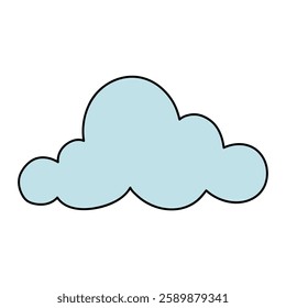 Doodle cloud for kids activity printable. Summer cartoon cloud clip art vector isolated on white background.