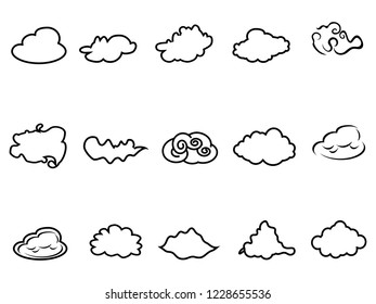 doodle cloud outline icons set
