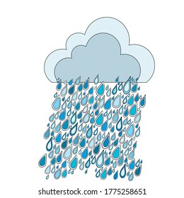 Doodle cloud and rain drops
