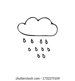 Doodle Cloud With Rain. Hand Drawn Cloud With Rain