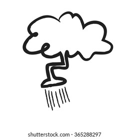 doodle cloud with rain, vector illustration icon