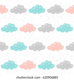 Doodle cloud seamless pattern background. Abstract handmade cloud pattern for 
card, invitation, bag, wallpaper, album, scrapbook, holiday wrapping paper, textile fabric, garment, t-shirt etc