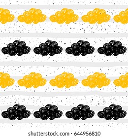 Doodle cloud seamless pattern background. Abstract handmade cloud pattern for card, invitation, wallpaper, album, scrapbook, holiday wrapping paper, textile fabric, garment, t-shirt etc
