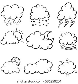 Doodle of cloud style set