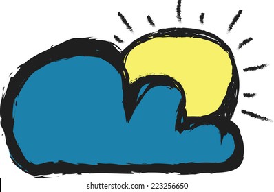 doodle cloud with sun