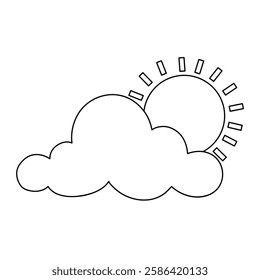 Doodle cloud and sun coloring pages worksheets for kids activity printable. Trace and color cloud and sun. Cartoon summer sun and cloud clip art. Sunny day. Happy sunny. Happy sunshine.