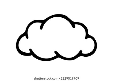 Doodle cloud. Symbol of the cloudy weather. Hand-drawn vector illustration