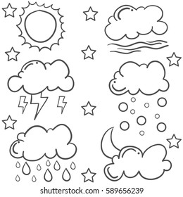 Doodle Cloud Various Set Stock Vector (Royalty Free) 589656239 ...