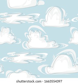 Doodle clouds pattern on light blue background vector illustration hand draw design 