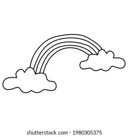 Doodle Clouds and rainbow, Hand Drawn Vector