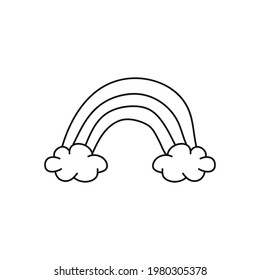 Nubes de doodle y arco iris, vectores dibujados a mano