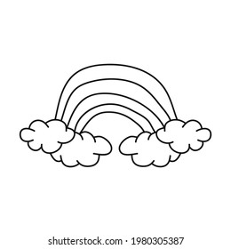 Doodle Clouds and rainbow, Hand Drawn Vector
