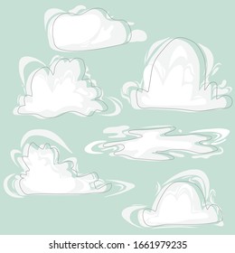 Doodle clouds set on light green background vector illustration hand draw design 