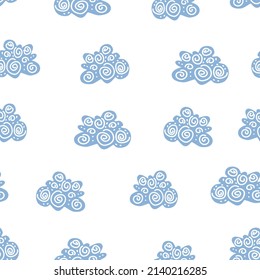 Doodle clouds vector seamless pattern. Hand drawn graphic tileable background.