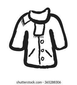 doodle coat and scarf, vector illustration icon