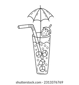 Doodle cocktail isolated on white background. Hand drawn vector illustration.