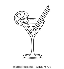 Doodle cocktail isolated on white background. Hand drawn vector illustration.