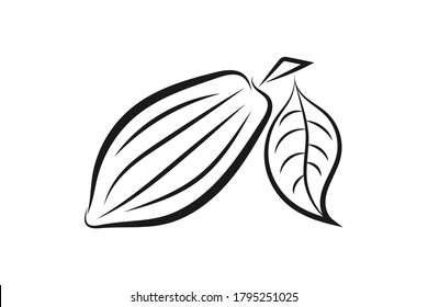 Doodle cocoa icon isolated on white. Hand drawing line art. Chocolate food. Sketch vector stock illustration. EPS 10