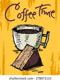 doodle of coffee break , vector illustration
