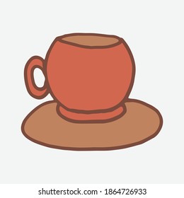 Doodle coffee cup illustration. Simple outline drawing. Morning drink for breakfast. Hand drawn design element