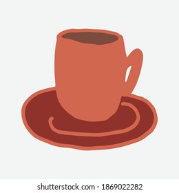 Doodle coffee cup illustration. Simple outline drawing. Morning drink for breakfast. Hand drawn design element