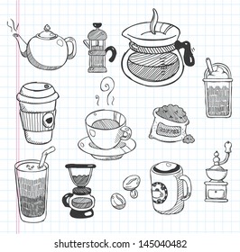 doodle coffee icons